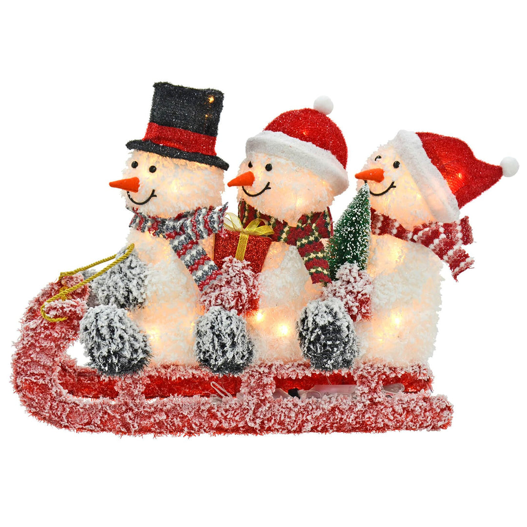 Large Light Up Snowmen on Sledge Christmas Decoration 72cm