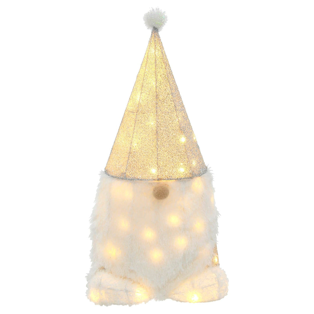 Light Up Gonk Christmas Decoration Gnome Silver Tinsel Hat 69cm