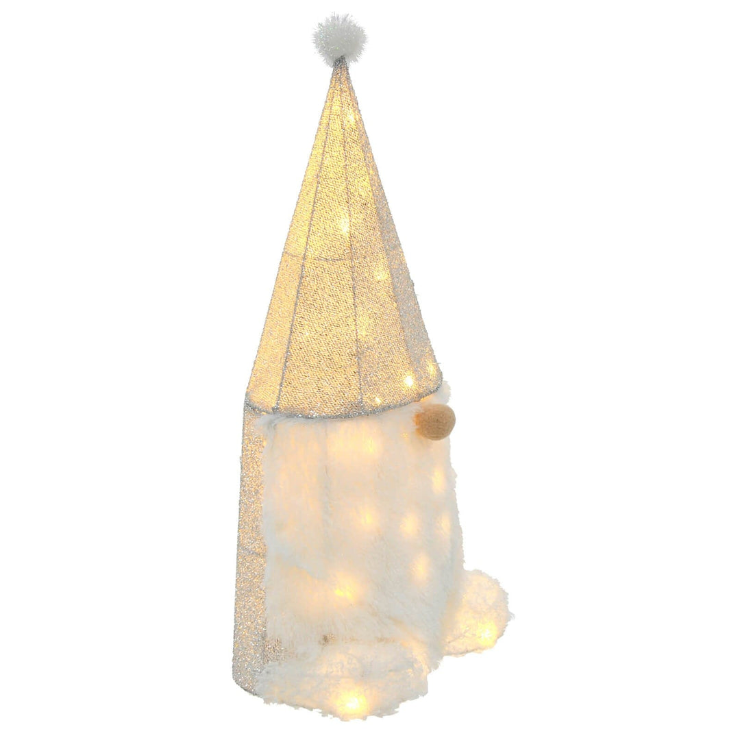 Light Up Gonk Christmas Decoration Gnome Silver Tinsel Hat 69cm