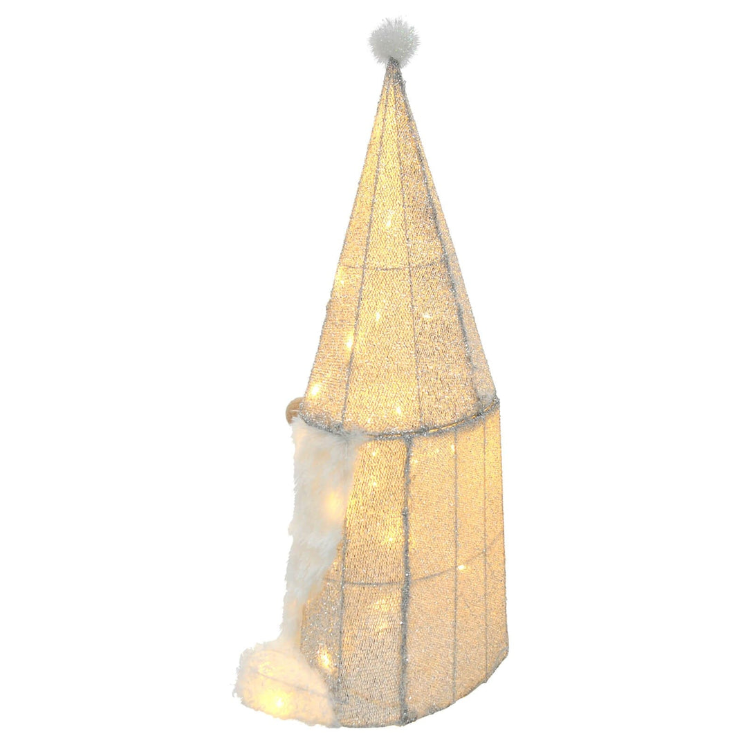 Light Up Gonk Christmas Decoration Gnome Silver Tinsel Hat 69cm