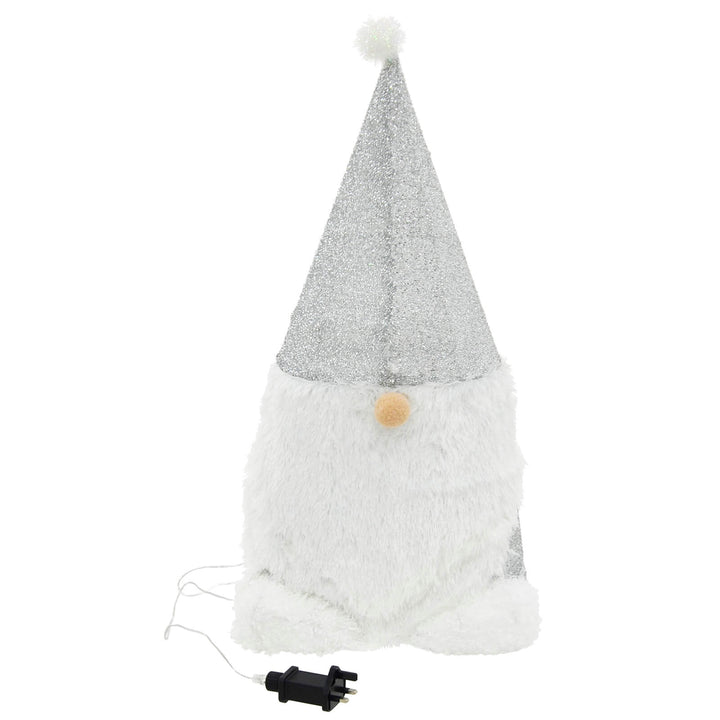 Light Up Gonk Christmas Decoration Gnome Silver Tinsel Hat 69cm