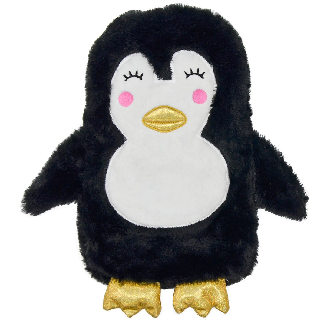 Penguin Hot Water Bottle Plush Cover Gold Sparkle 1 Litre