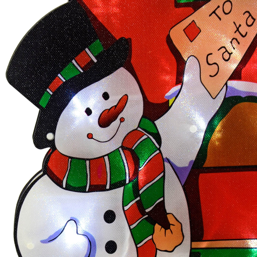 Snowman Postbox LED Window Silhouette Battery Operated 46cm