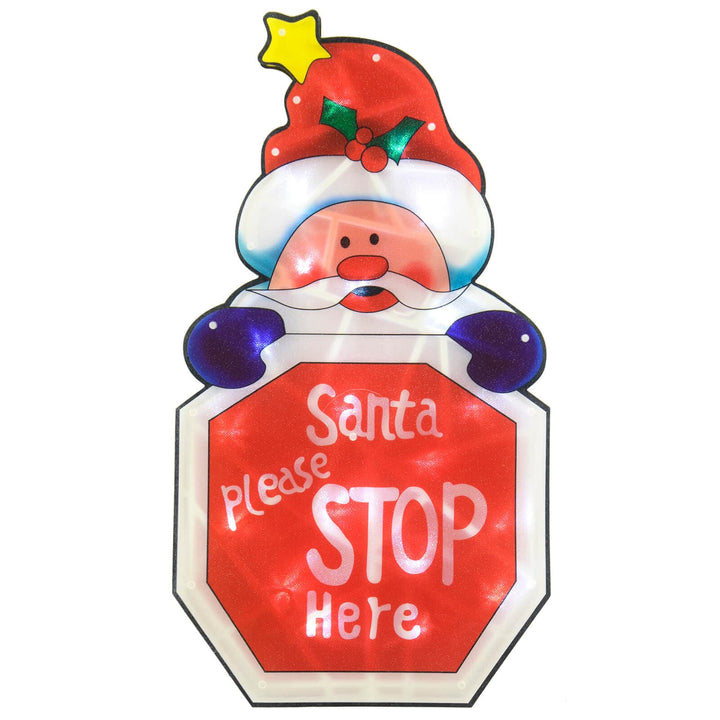 Santa Stop Here LED Window Silhouette Battery Operated 46cm