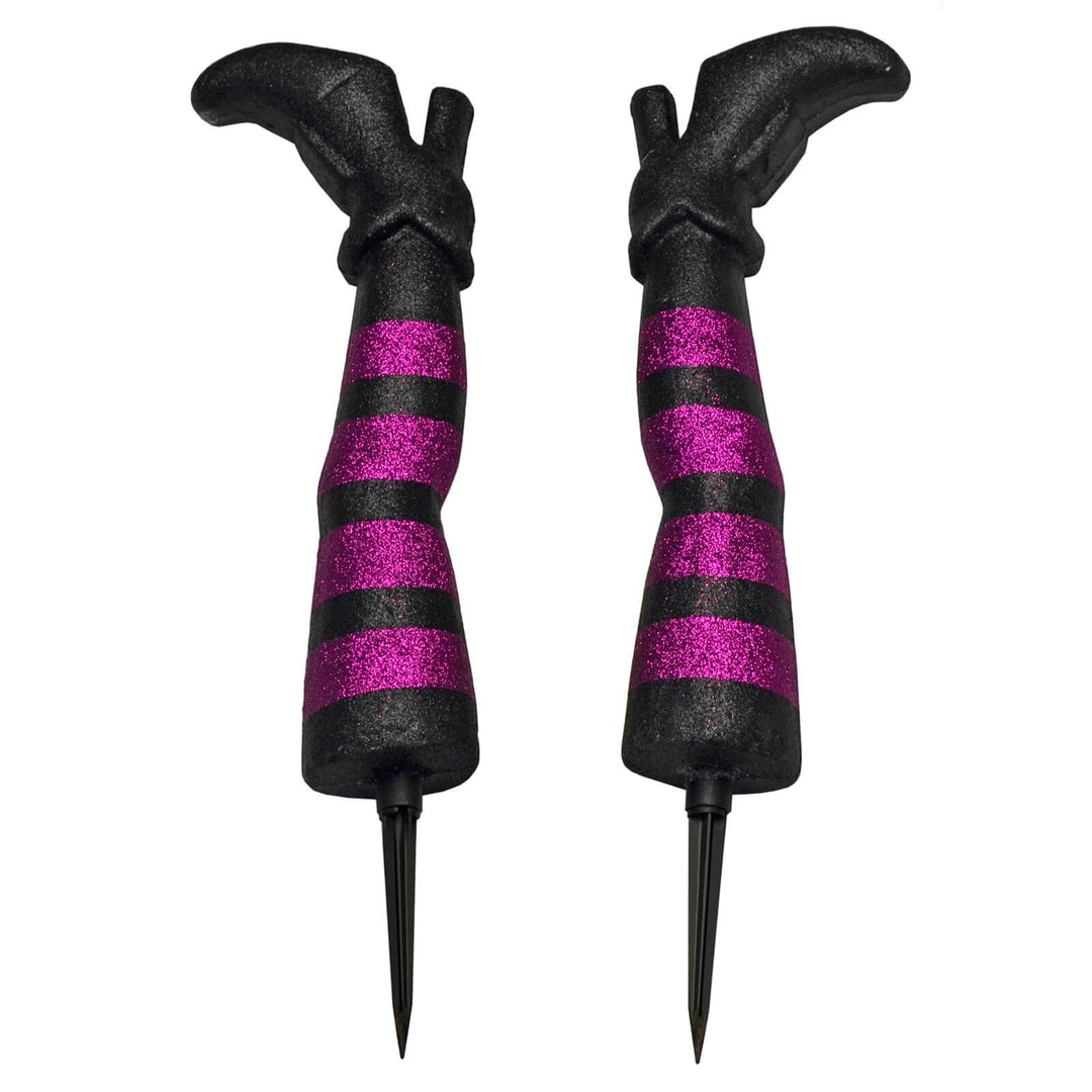 Witch Legs Halloween Decoration Purple Glitter Garden Stakes 45cm