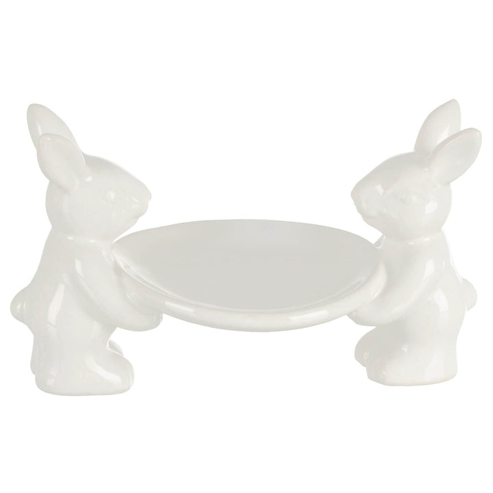 White Rabbits Easter Cake Display Plate Candy Table Decoration