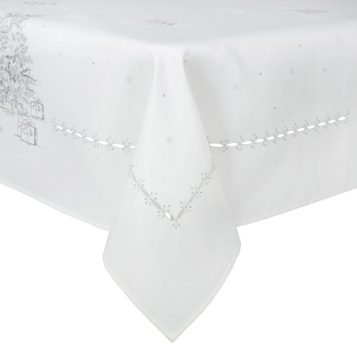Christmas Tree Fabric Tablecloths / Napkins Xmas Decoration Black &amp; White / 52 x 70"