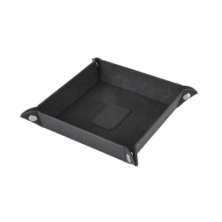 Faux Leather Valet Tray For Coins/Keys/Phone Desktop or Bedside Black