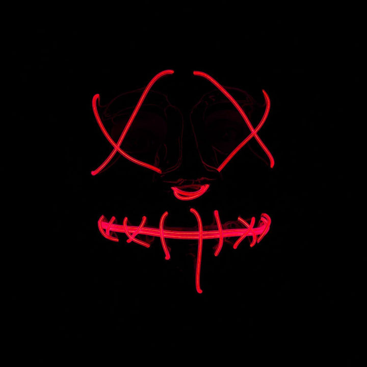 Neon Light Up Mask Adults LED Purge Halloween Fancy Dress Red