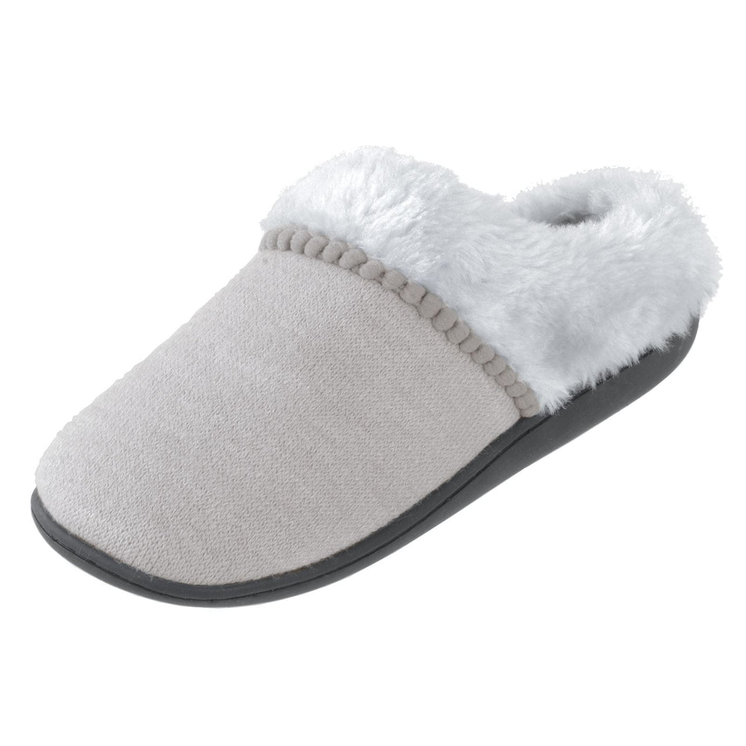 Womens Mule Slippers Knitted Upper Fleece Lining Non-Slip