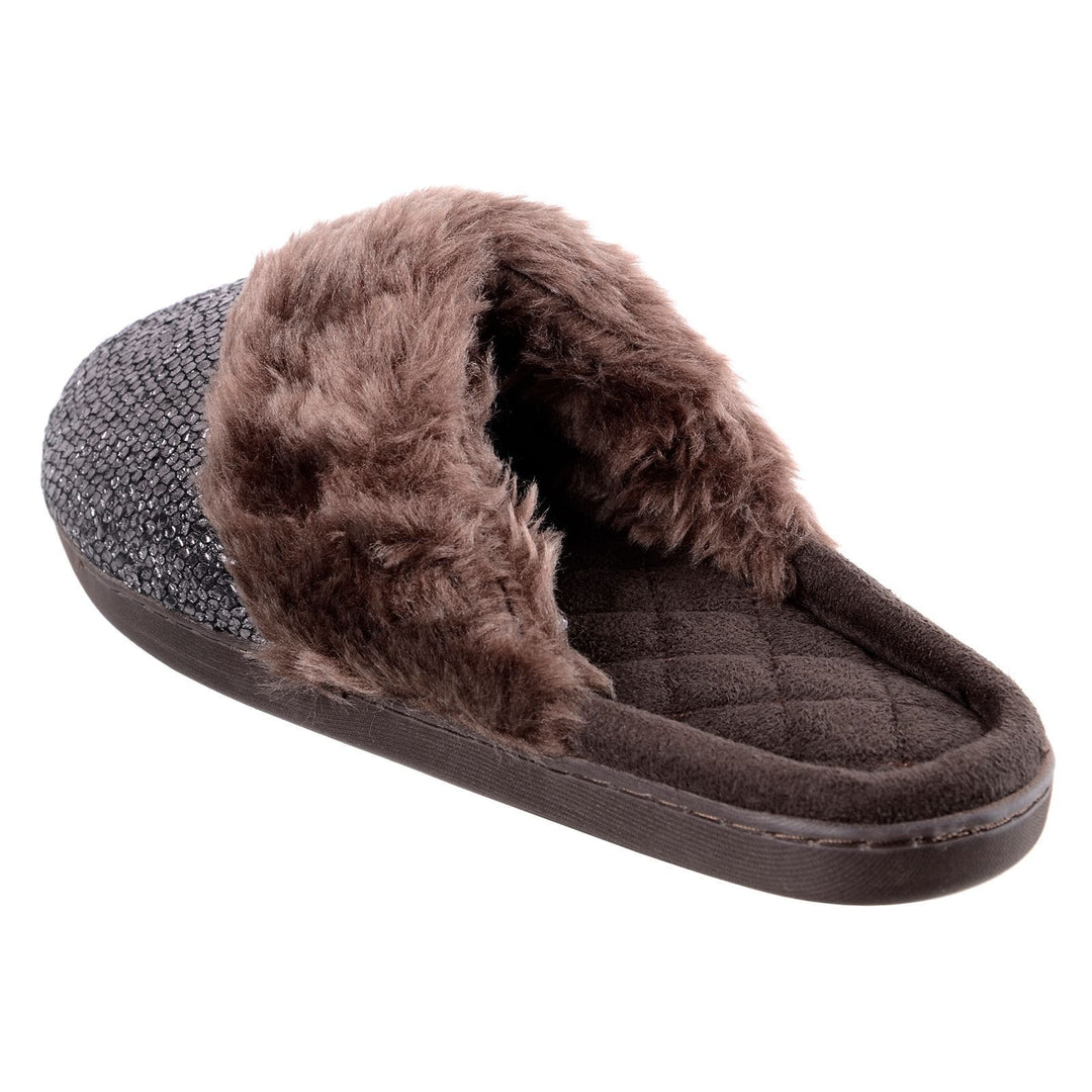 Womens Coco Slip On Mule Slippers With Faux Fur Lining