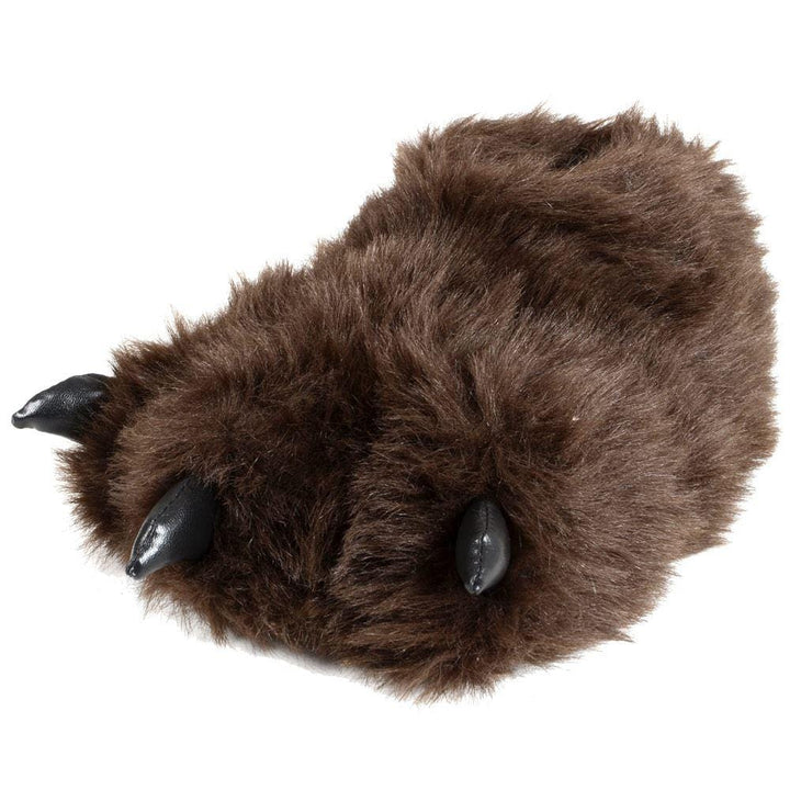 Mens Novelty Fluffy Brown Bear Feet Slippers &amp; Non Slip Sole