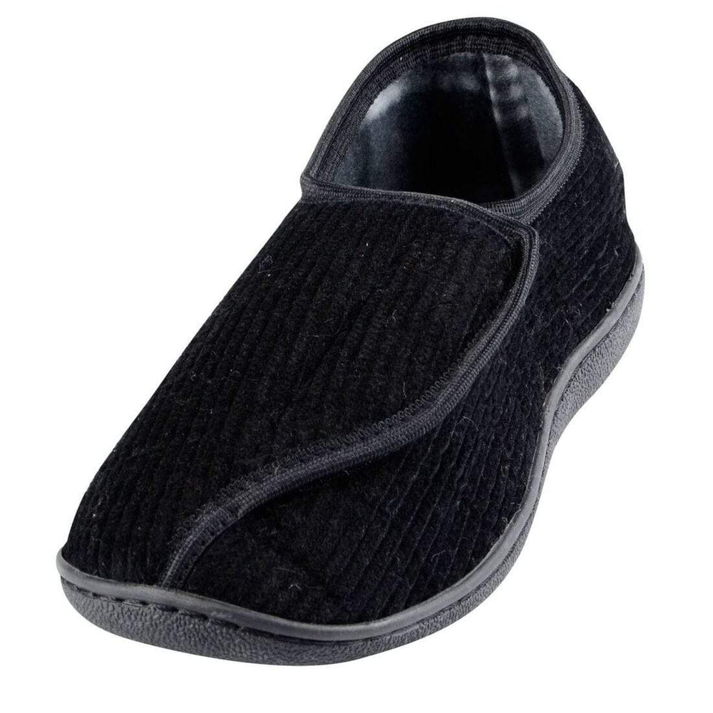 Mens Hook & Loop Fastening Redmond Slippers Non Slip Soles Black / UK 9