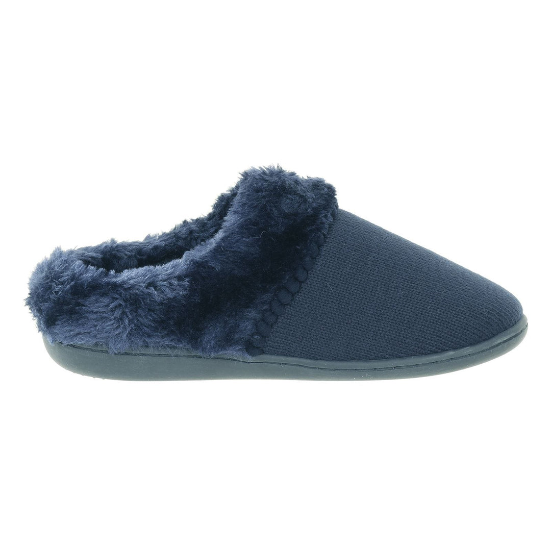 Womens Mule Slippers Knitted Upper Fleece Lining Non-Slip