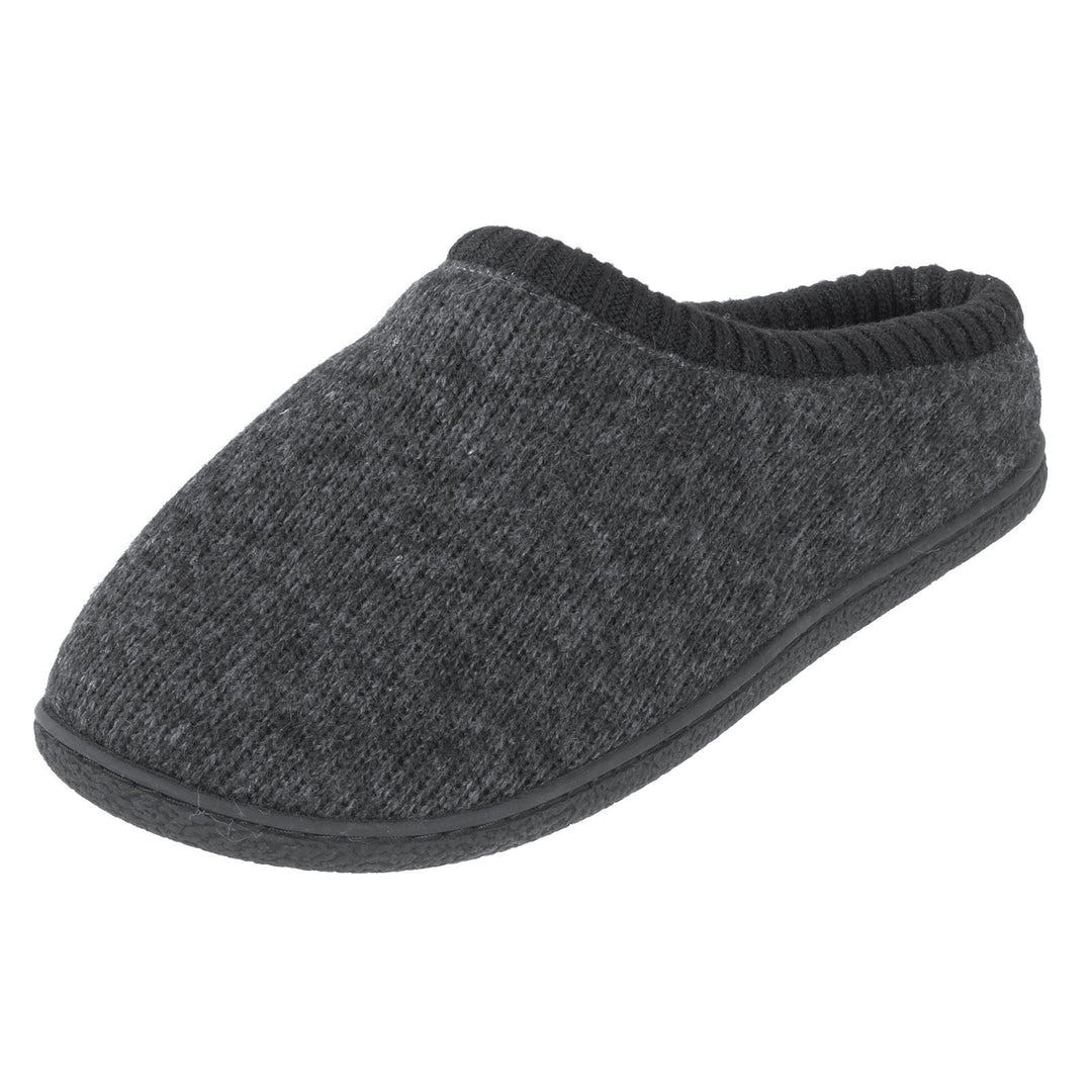 Mens Knitted Mule Slippers With Soft Fleecy Lining Non-Slip Grey / 6