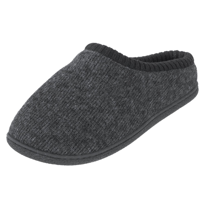 Mens Knitted Mule Slippers With Soft Fleecy Lining Non-Slip Grey / 6