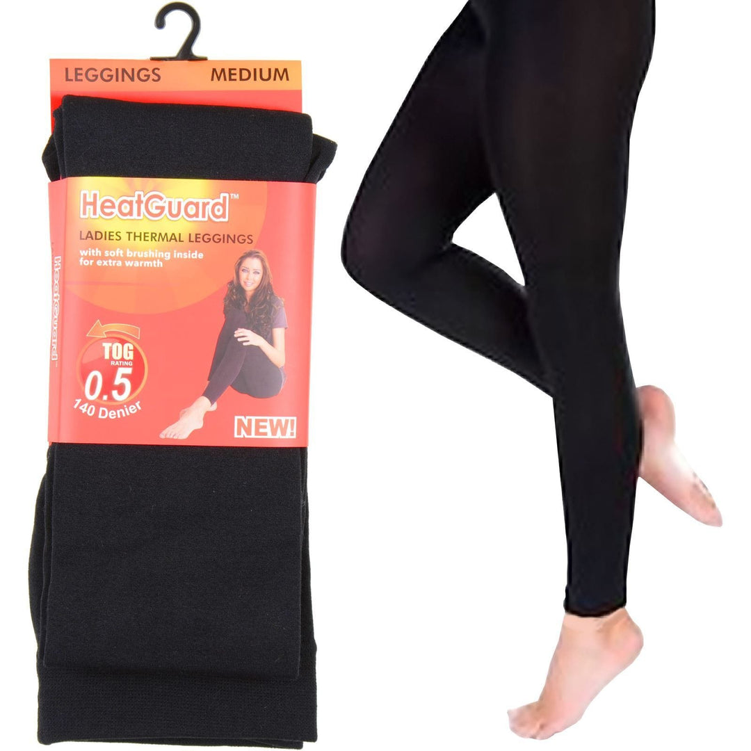 Womens HeatGuard Black Thermal Leggings 140 Denier Tog 0.5 M