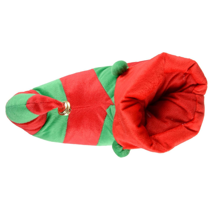 Mens Novelty Christmas Elf Slippers With Bell &amp; Curly Toes