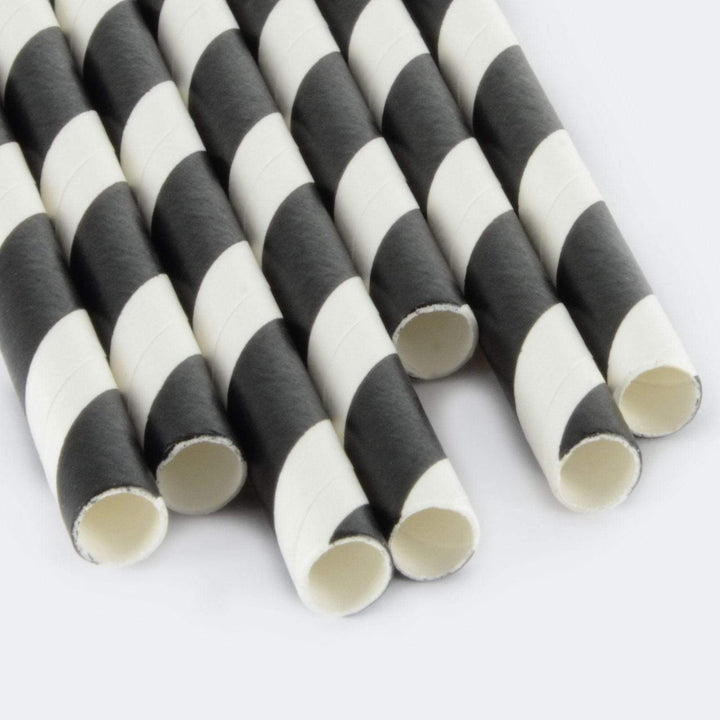 250 Eco Friendly Recyclable Paper Straws Bright Colours Stripe Black