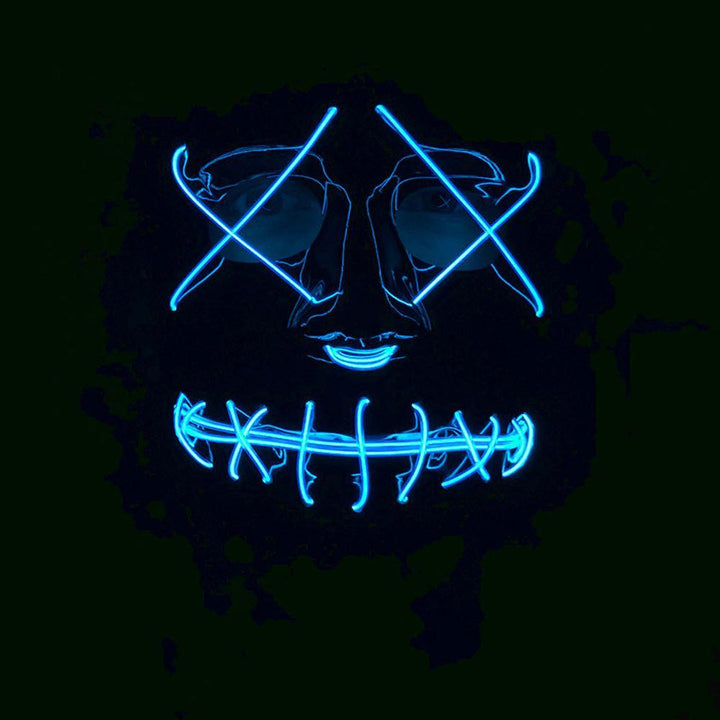 Neon Light Up Mask Adults LED Purge Halloween Fancy Dress Blue