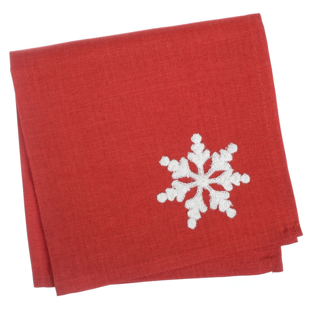 Let It Snow Fabric Tablecloths / Napkins Xmas Decoration Red / 4pk of Napkins