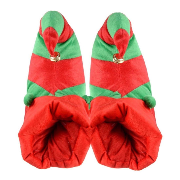 Mens Novelty Christmas Elf Slippers With Bell &amp; Curly Toes