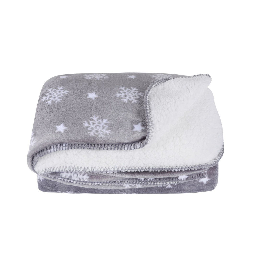 Snowflake Sherpa Lined Fleece Blanket Throw Soft 150 x 200cm