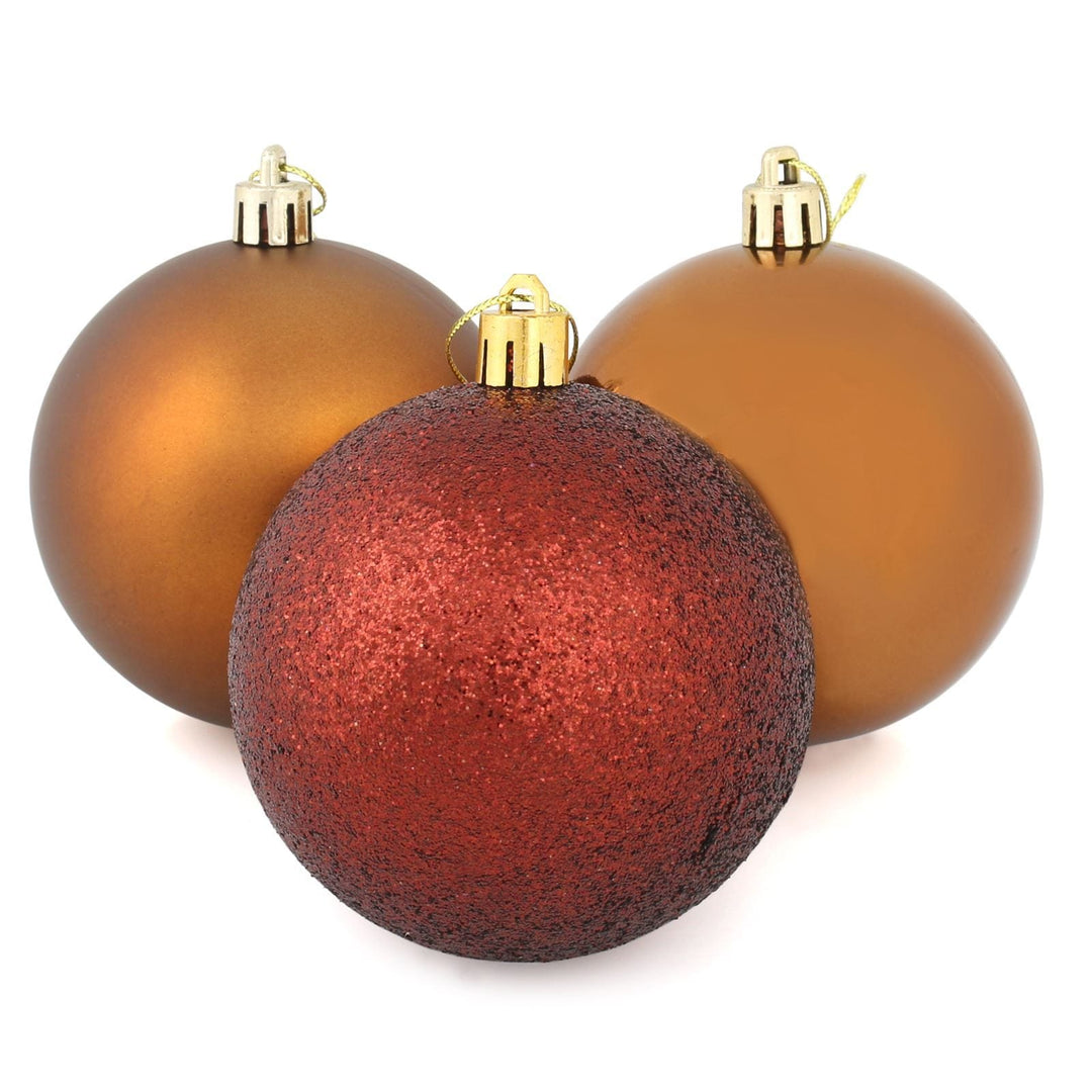 9 x 8cm Christmas Tree Baubles Matte Glitter Mirrored Styles Coffee