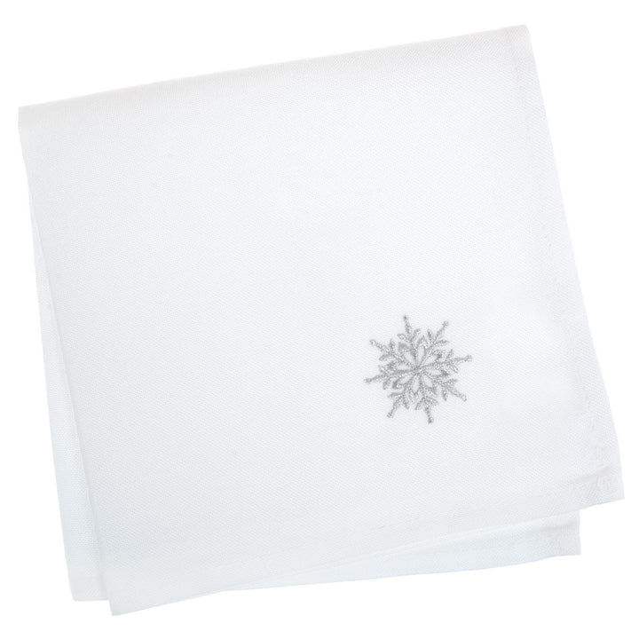 Fabric Christmas Tablecloths Table Covers / Napkins Snowflake White / 4pk of Napkins