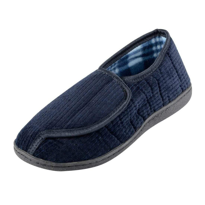 Mens Hook &amp; Loop Fastening Redmond Slippers Non Slip Soles Navy / UK 9
