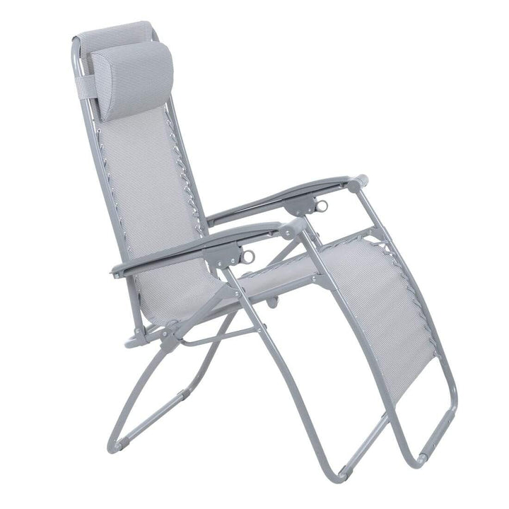 Garden Recliner Chair Silver Grey Marl Zero Gravity Relaxer Texteline