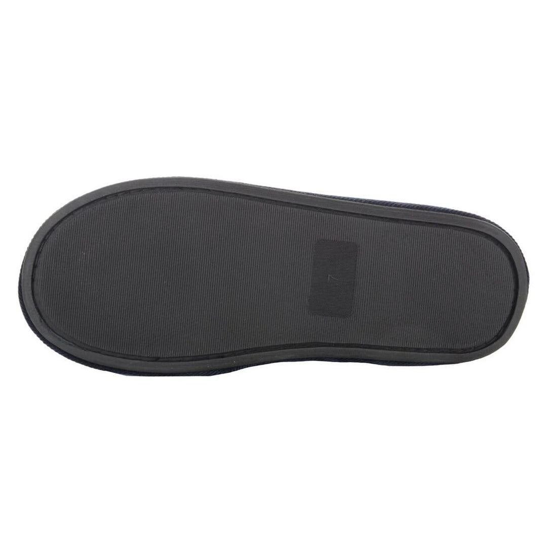 Mens Cord Slippers With Faux Fur Lining and Non-Slip Sole