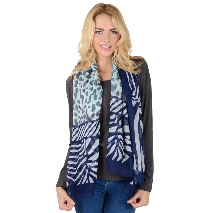Womens Zambia Animal Print Square Sheer Summer Scarf