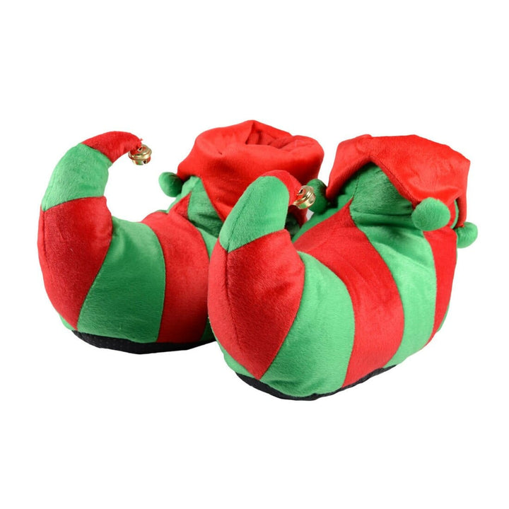 Mens Novelty Christmas Elf Slippers With Bell & Curly Toes 3-4