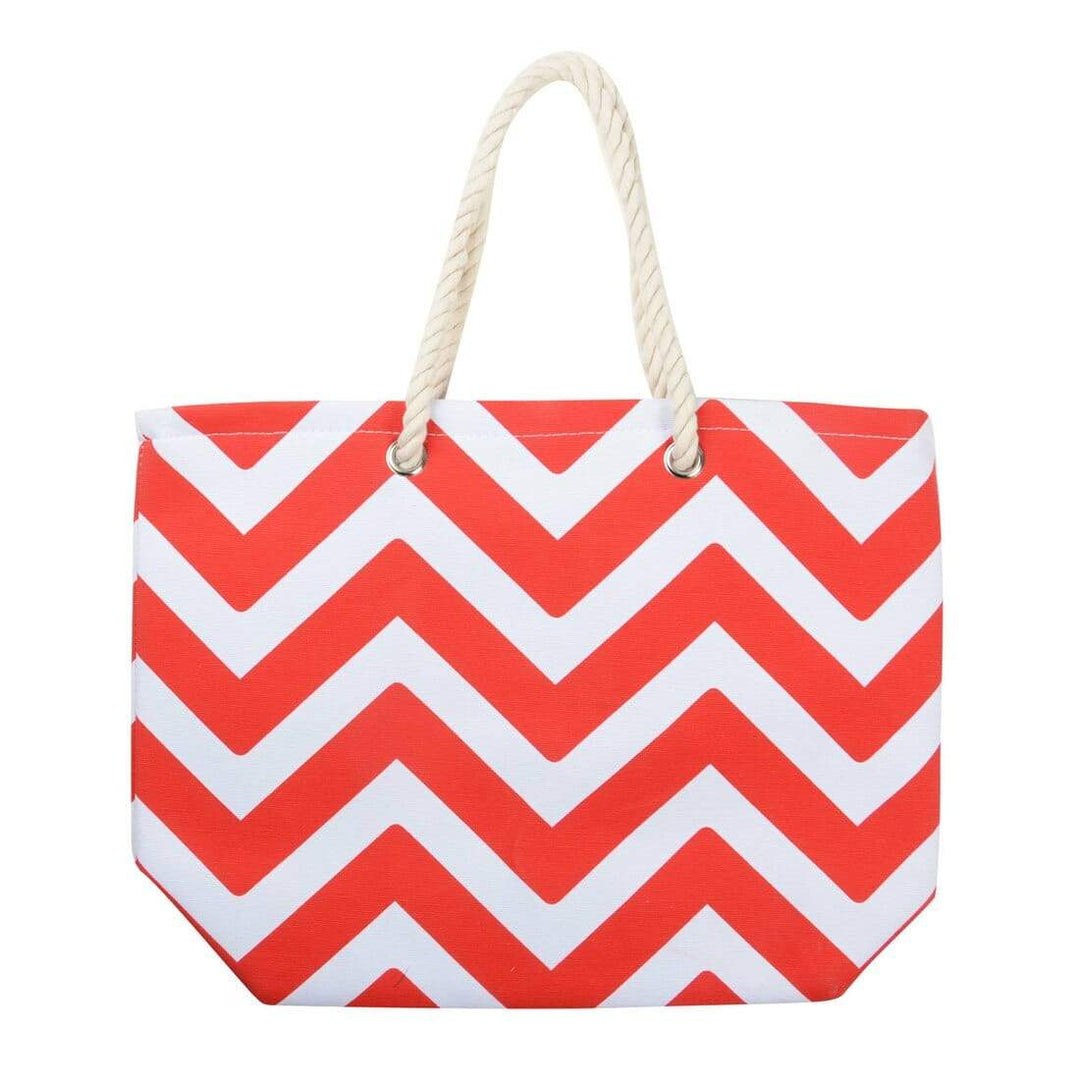 Womens Chevron Canvas Beach Shoulder Bag Shopping Tote