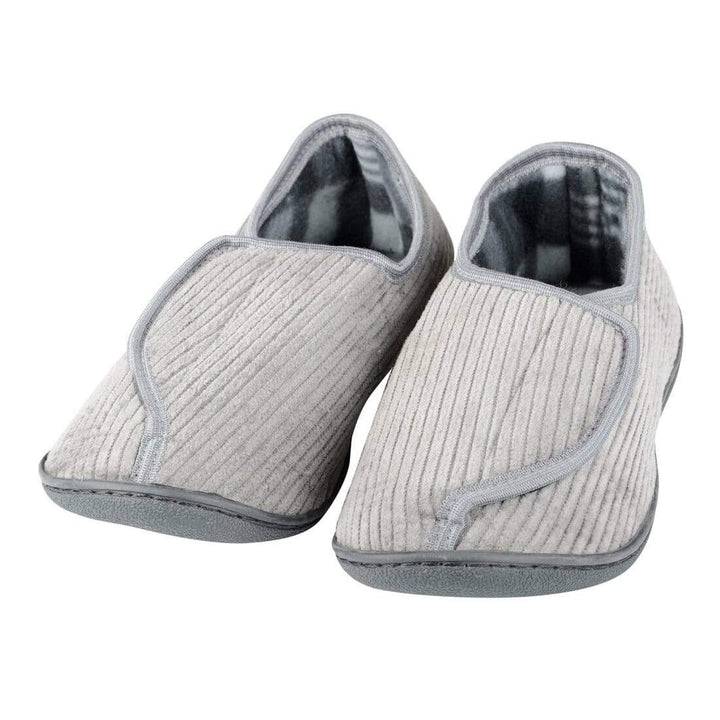 Mens Hook &amp; Loop Fastening Redmond Slippers Non Slip Soles Grey / UK 7