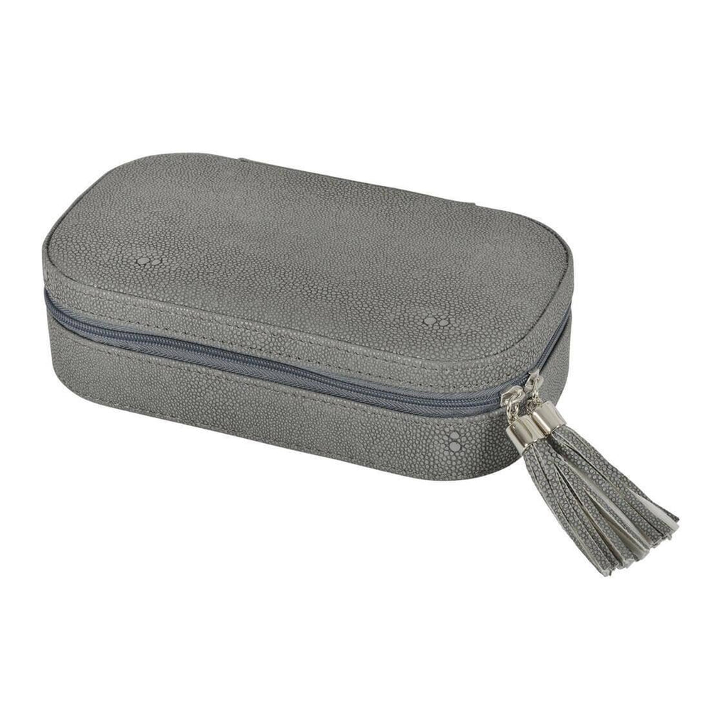 Travel Jewellery Case With Mirror Zip Faux Leather Box