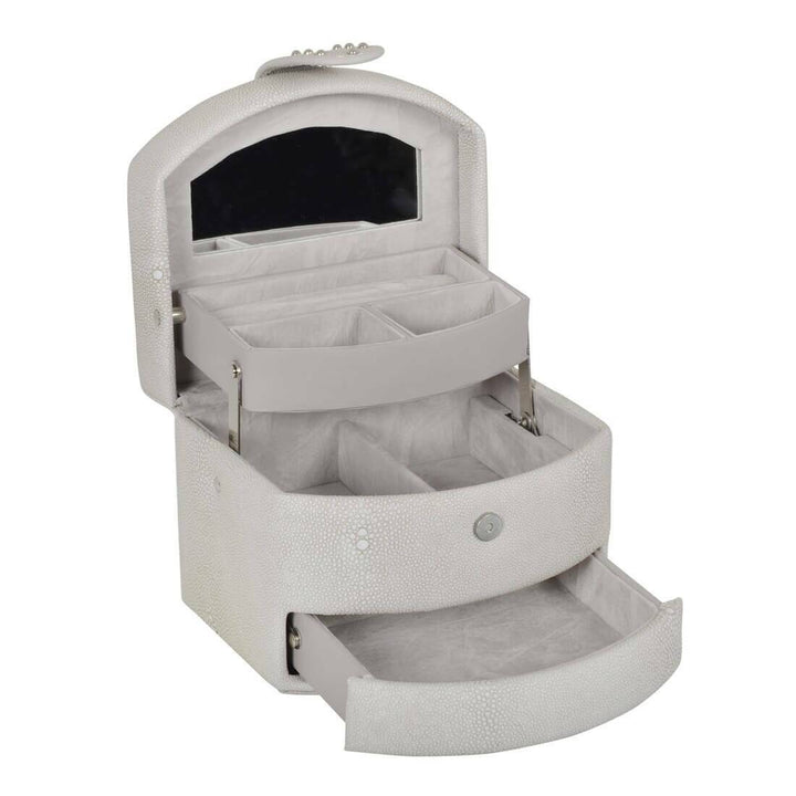 Small Faux Leather Jewellery Box With Three Drawers White