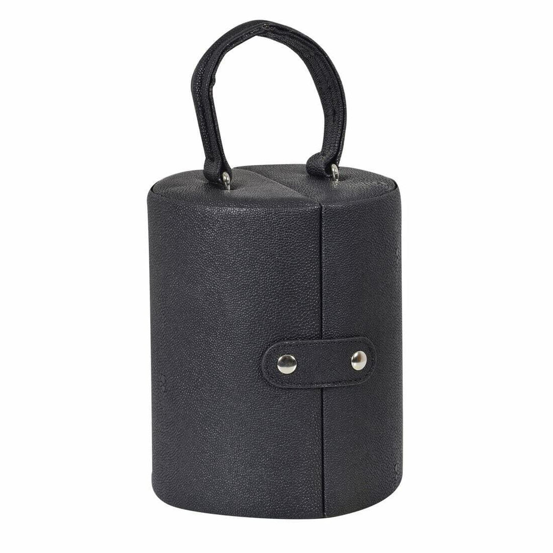 Cylinder Barrel Shaped Jewellery Box With Three Tiers Black