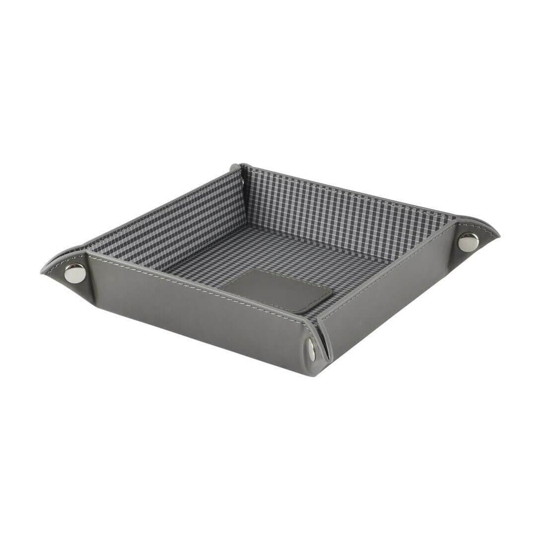 Faux Leather Valet Tray For Coins/Keys/Phone Desktop or Bedside Grey